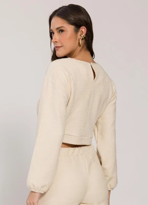 Sofie - Blusão Cropped em Malha Tweed Branco - SOFIE