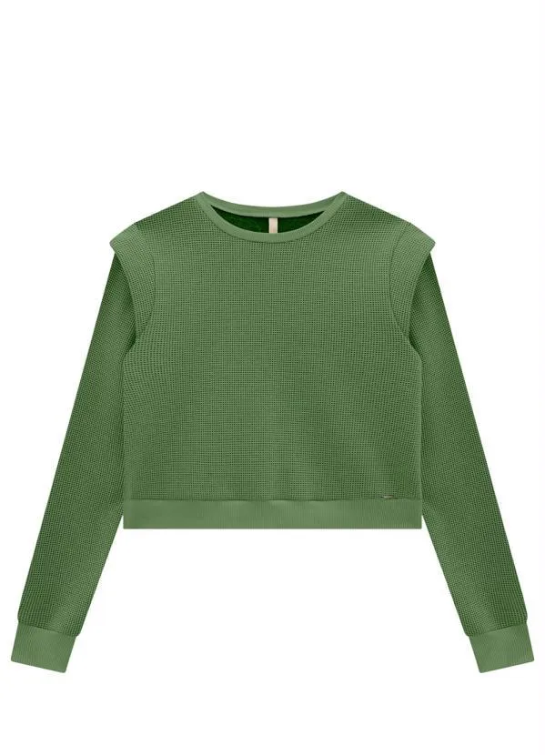 Lunender - Blusão Cropped em Malha Verde