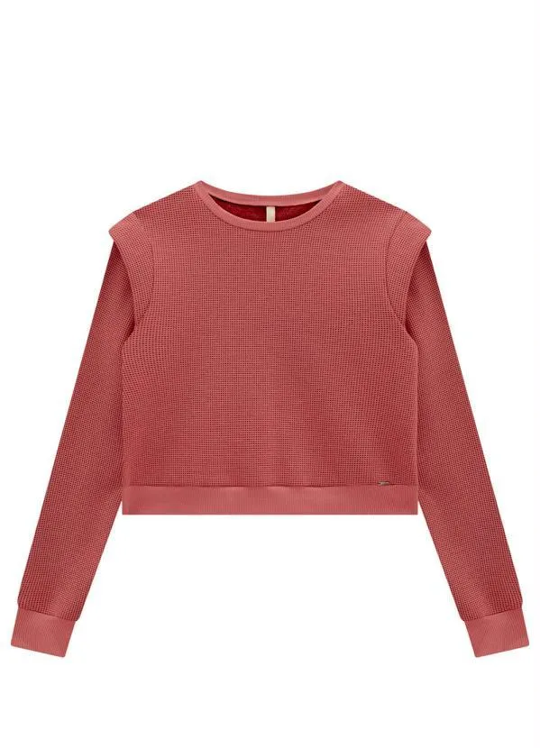Lunender - Blusão Cropped em Malha Vermelho