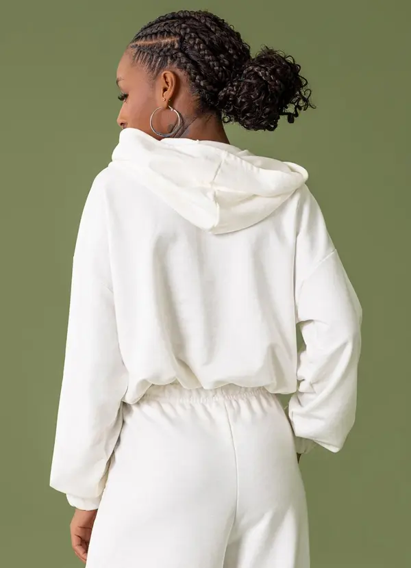 The Philippines - Blusão Cropped em Moletom Bege 2