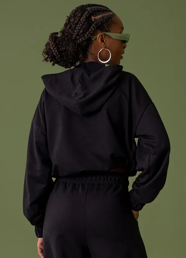 The Philippines - Blusão Cropped em Moletom Preto 2