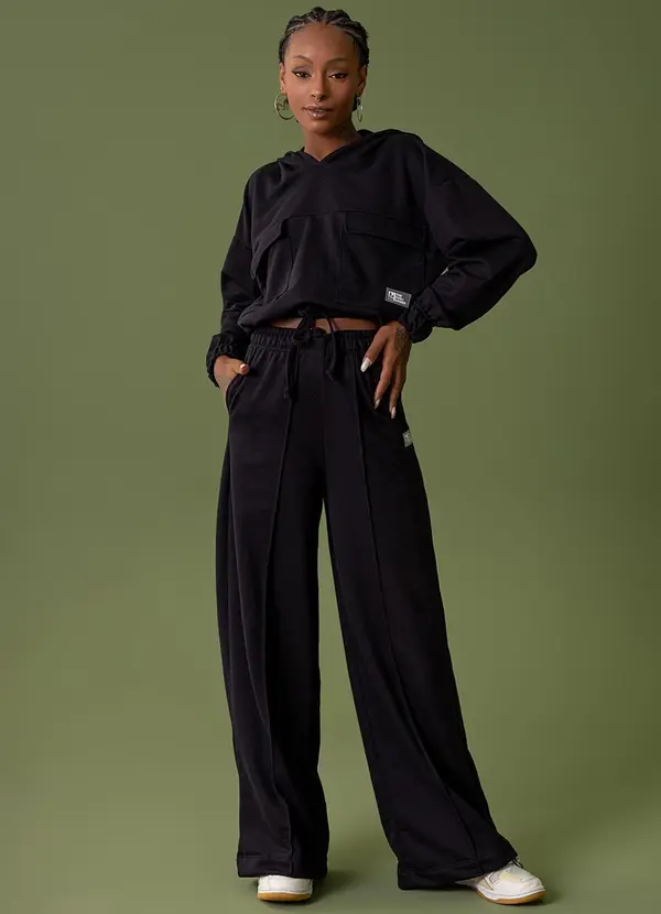 The Philippines - Blusão Cropped em Moletom Preto 3