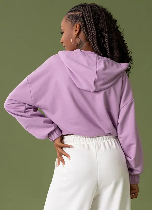 The Philippines - Blusão Cropped em Moletom Roxo 2