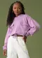 The Philippines - Blusão Cropped em Moletom Bege - variação: Roxo