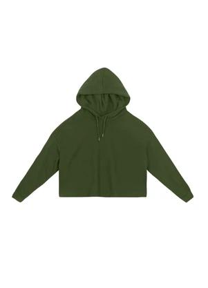 Essendi - Blusão Cropped Feminino em Moletom Verde - ESSENDI