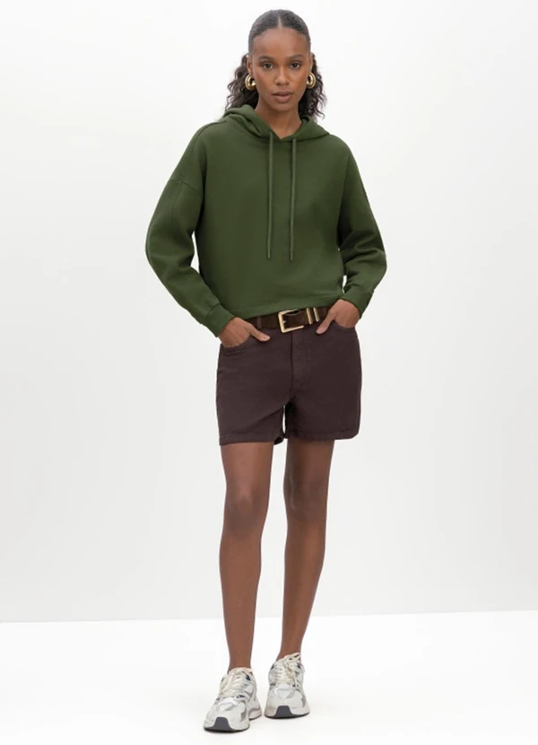 Essendi - Blusão Cropped Feminino em Moletom Verde