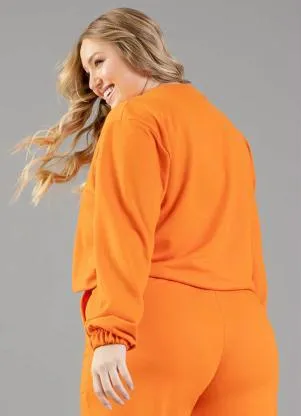 Just Basic - Blusão Cropped Moletom Adulto Laranja - JUST BASIC