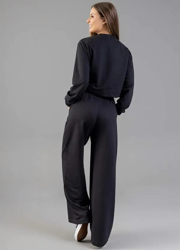 Just Basic - Blusão Cropped Moletom Adulto Preto 4