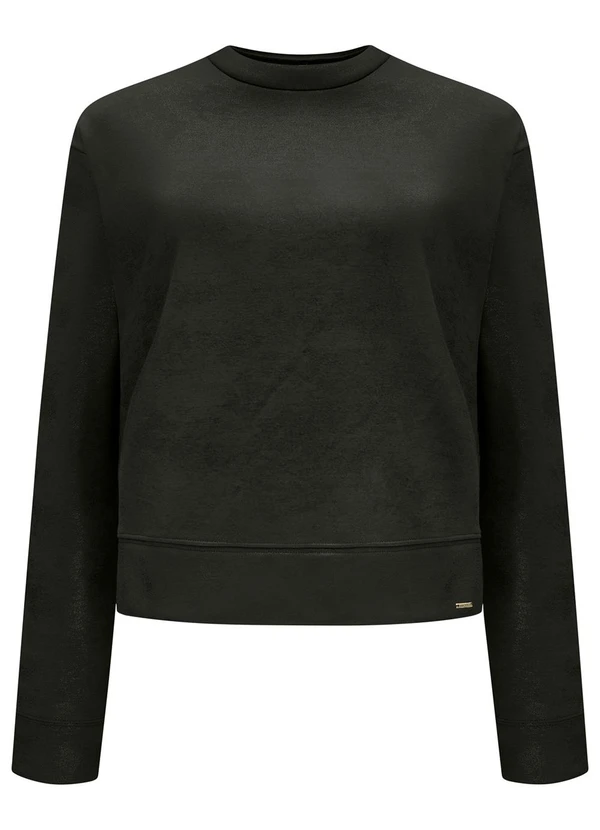 Lunender - Blusão em Malha Dublada com Brilho Preto