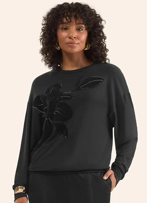 Rovitex - Blusão em Molecotton Estampado Preto - ROVITEX