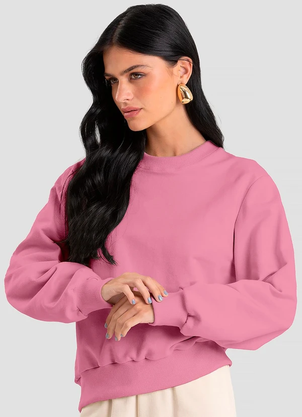 Dianna - Blusão em Moletom Penteado Rosa