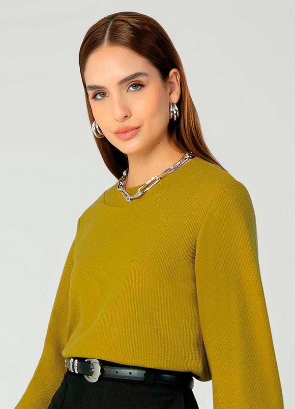 Gris - Blusão Feminino Adulto Sofisticado Amarelo