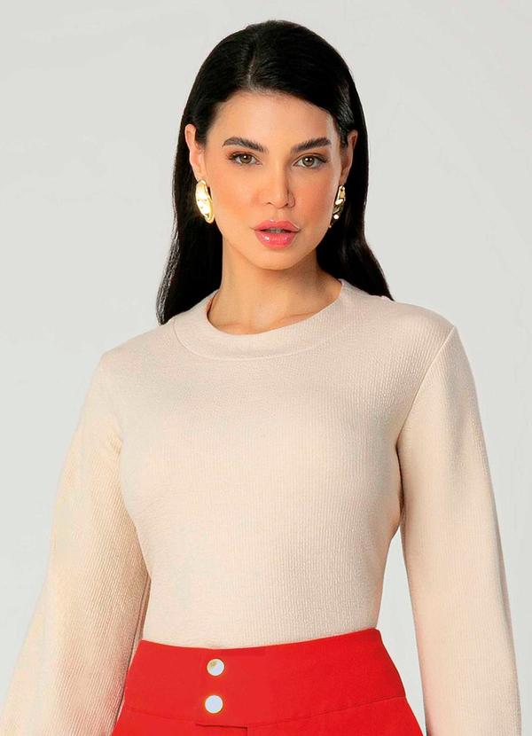 Gris - Blusão Feminino Adulto Sofisticado Bege