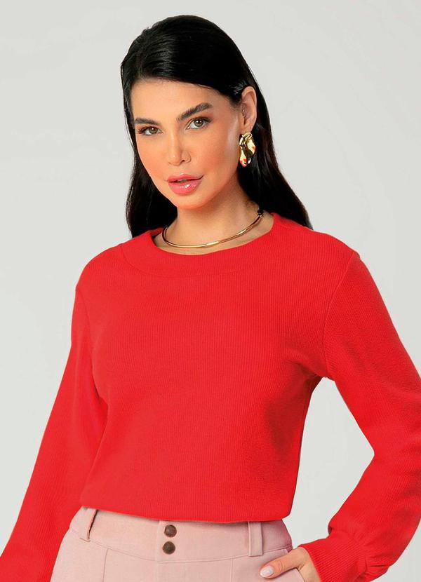 Gris - Blusão Feminino Adulto Sofisticado Vermelho