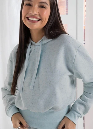 Marialícia - Blusão Feminino Comfy Moletom com Capuz Azul - MARIALÍCIA