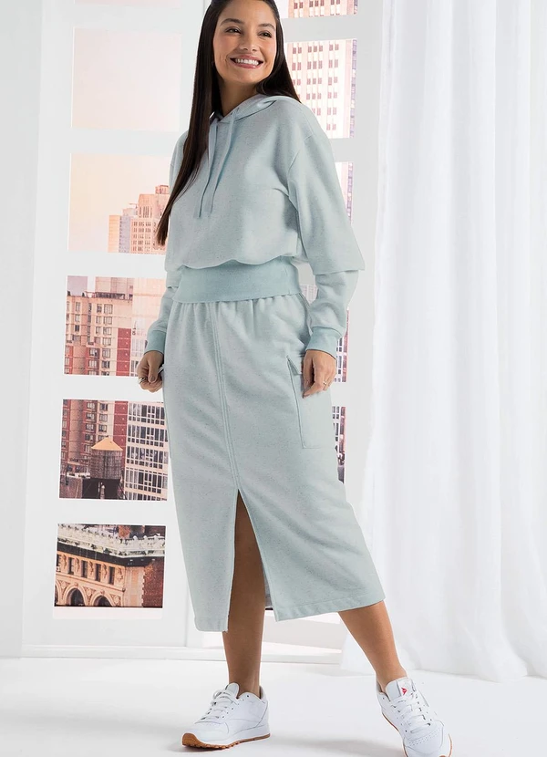 Marialícia - Blusão Feminino Comfy Moletom com Capuz Azul 2