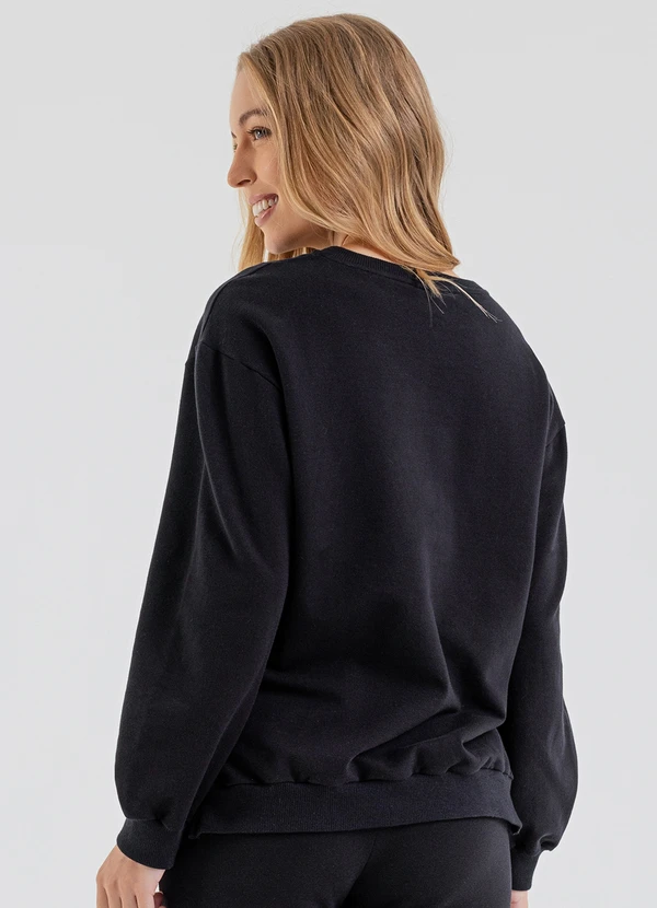 Just Basic - Blusão Feminino em Molecotton Preto 2