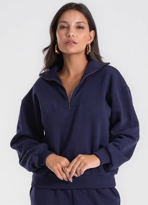 Endless - Blusão Feminino Gola Alta Felpado Azul - ENDLESS