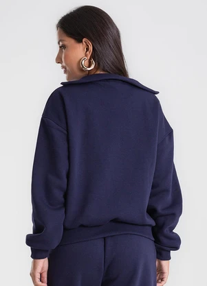 Endless - Blusão Feminino Gola Alta Felpado Azul - ENDLESS