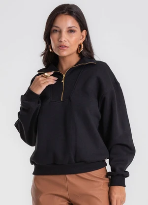 Endless - Blusão Feminino Gola Alta Felpado Preto - ENDLESS