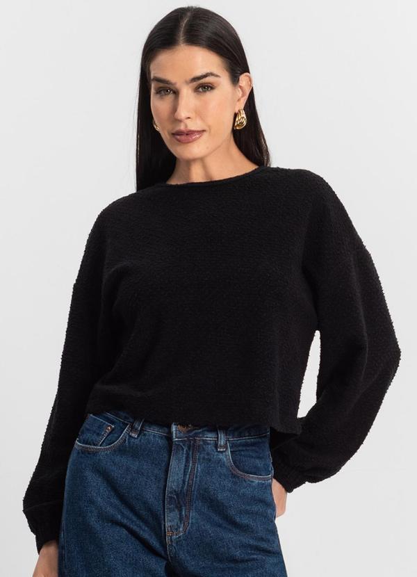 Select - Blusão Feminino Malha Texturizada Preto