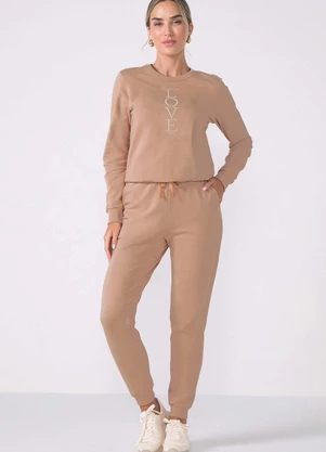 Marialícia - Blusão Feminino Molecotton Love Marrom - MARIALÍCIA