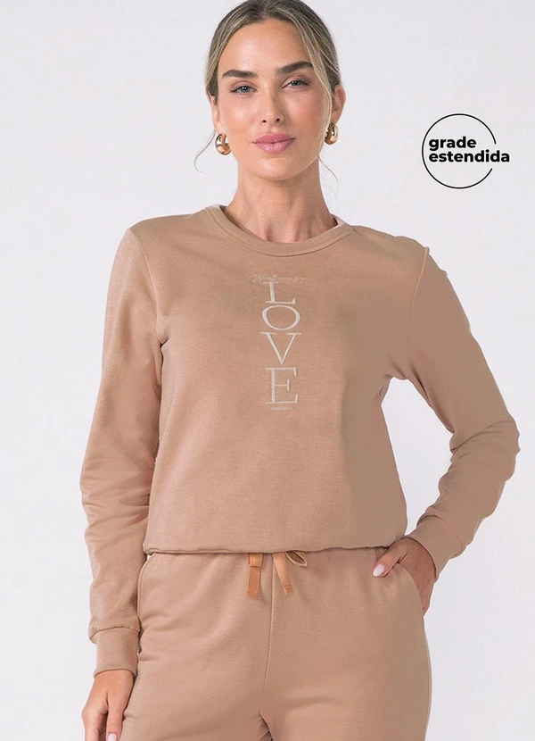 Marialícia - Blusão Feminino Molecotton Love Marrom