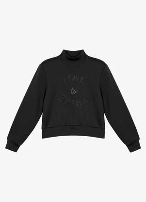 Endless - Blusão Feminino Moletom Gola Alta Preto - ENDLESS