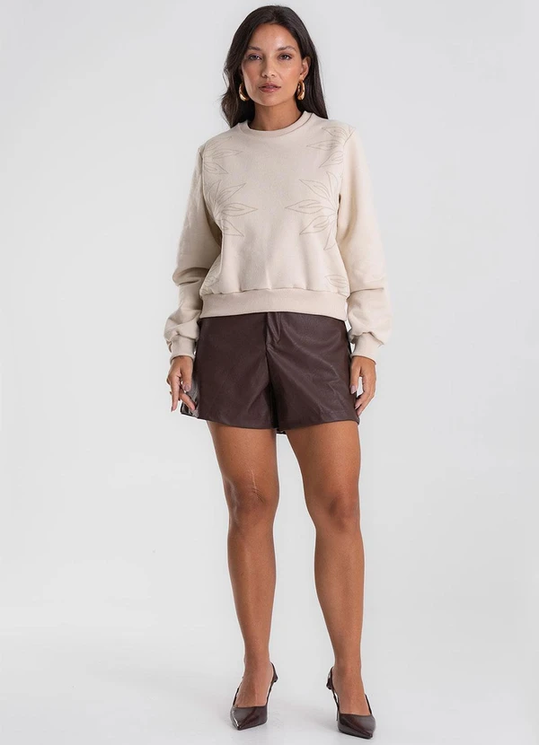 Endless - Blusão Feminino Moletom Manga Longa Bege 3