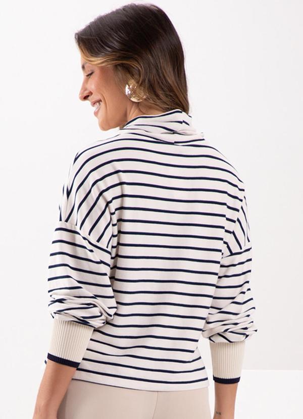 Lunender - Blusão Listrado com Gola Alta e Punhos Azul 2