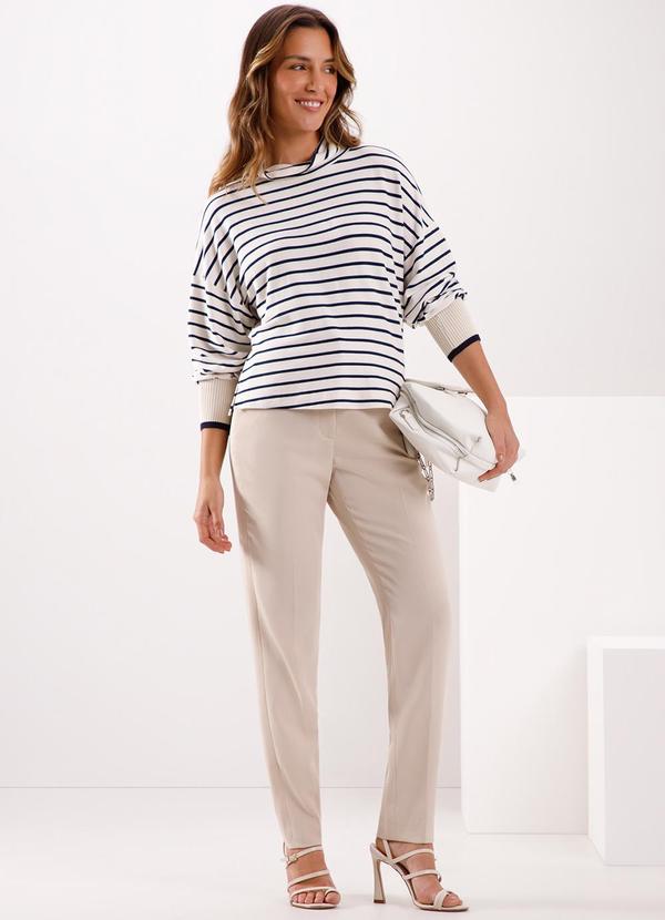 Lunender - Blusão Listrado com Gola Alta e Punhos Azul 3