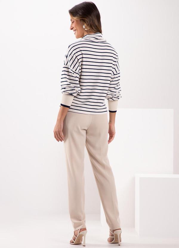 Lunender - Blusão Listrado com Gola Alta e Punhos Azul 4