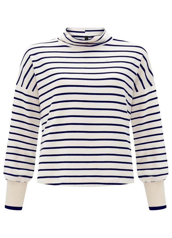 Lunender - Blusão Listrado com Gola Alta e Punhos Azul 5