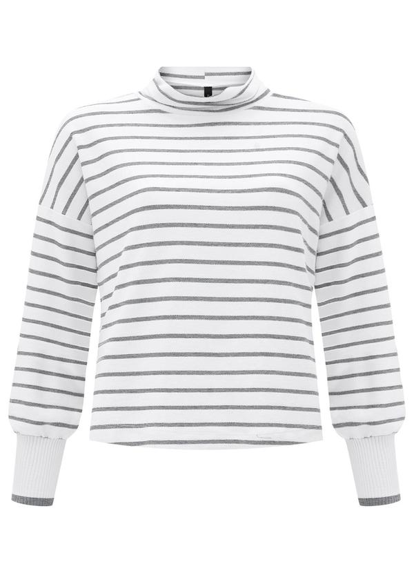 Lunender - Blusão Listrado com Gola Alta e Punhos Cinza