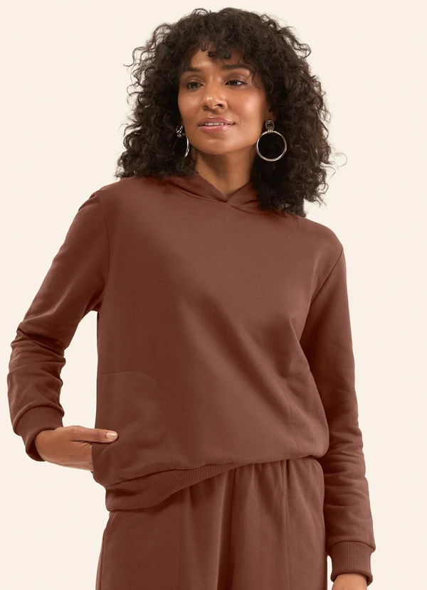 Rovitex - Blusão Moletom Felpado com Capuz Marrom 1