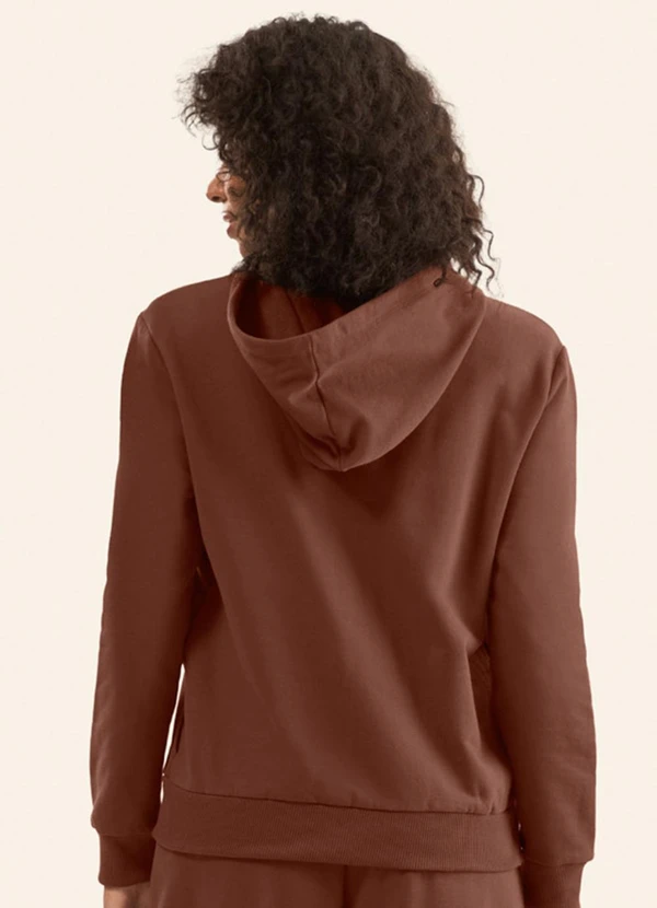 Rovitex - Blusão Moletom Felpado com Capuz Marrom 2