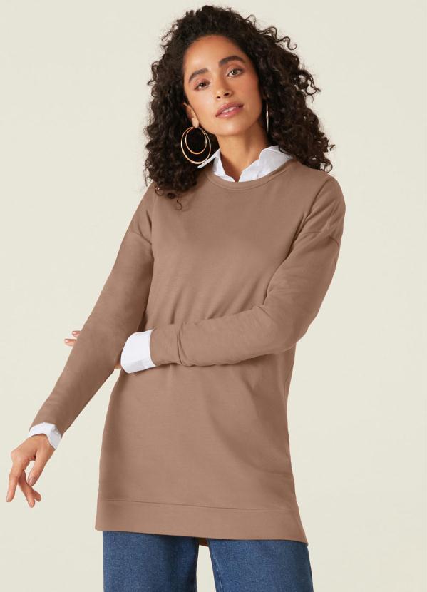 Malwee - Blusão Nude Moletinho Viscolinho