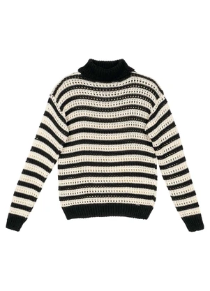 Marialícia - Blusão Tricot Feminino Gola Alta Preto - MARIALÍCIA