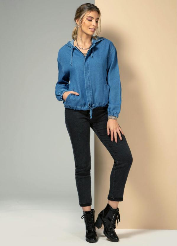 Quintess - Bomber Jeans com Bolsos Funcionais e Capuz 3