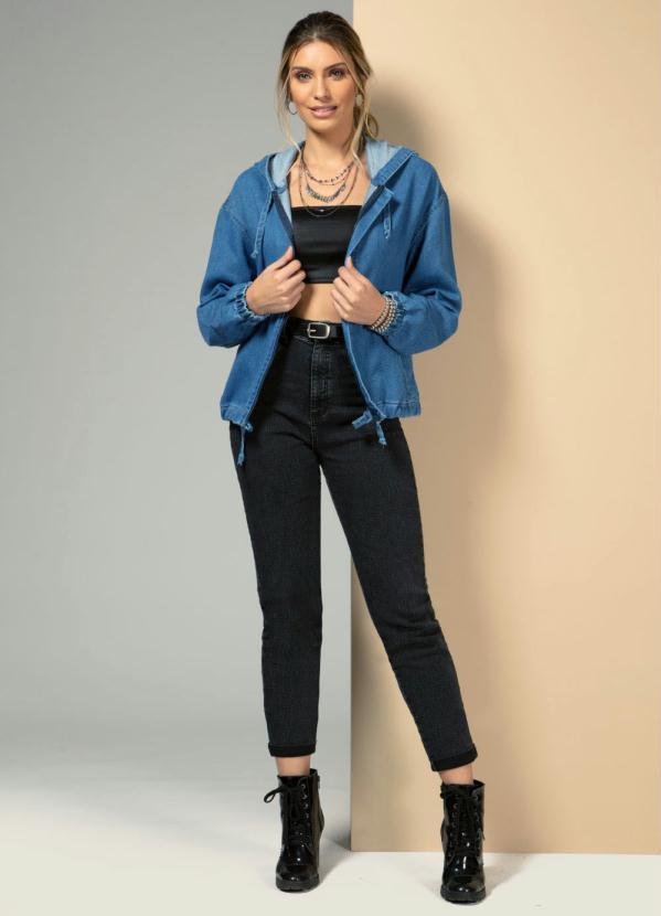 Quintess - Bomber Jeans com Bolsos Funcionais e Capuz 5