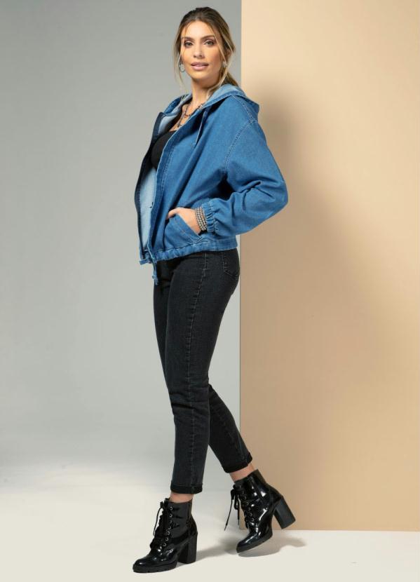 Quintess - Bomber Jeans com Bolsos Funcionais e Capuz 6