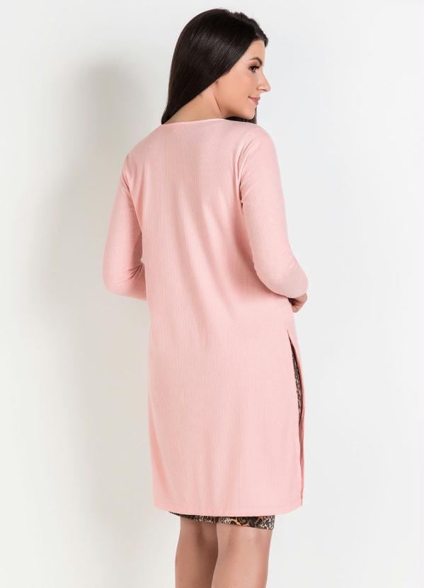 Outlet - Cardigan Alongado Moda Evangélica Rosa Claro 3