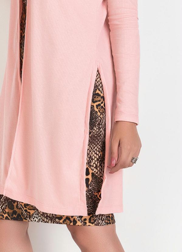 Outlet - Cardigan Alongado Moda Evangélica Rosa Claro 4