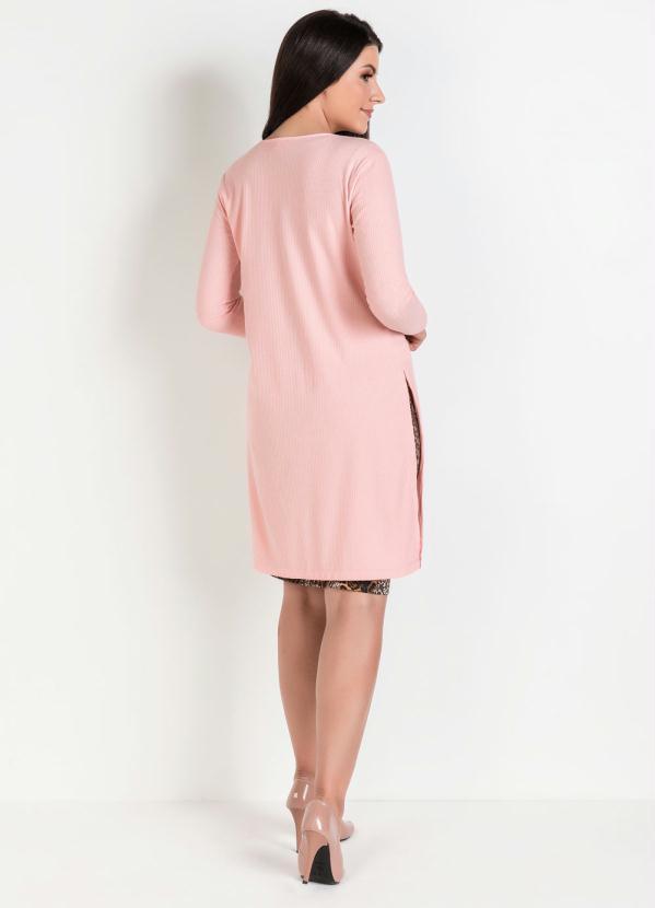 Outlet - Cardigan Alongado Moda Evangélica Rosa Claro 8