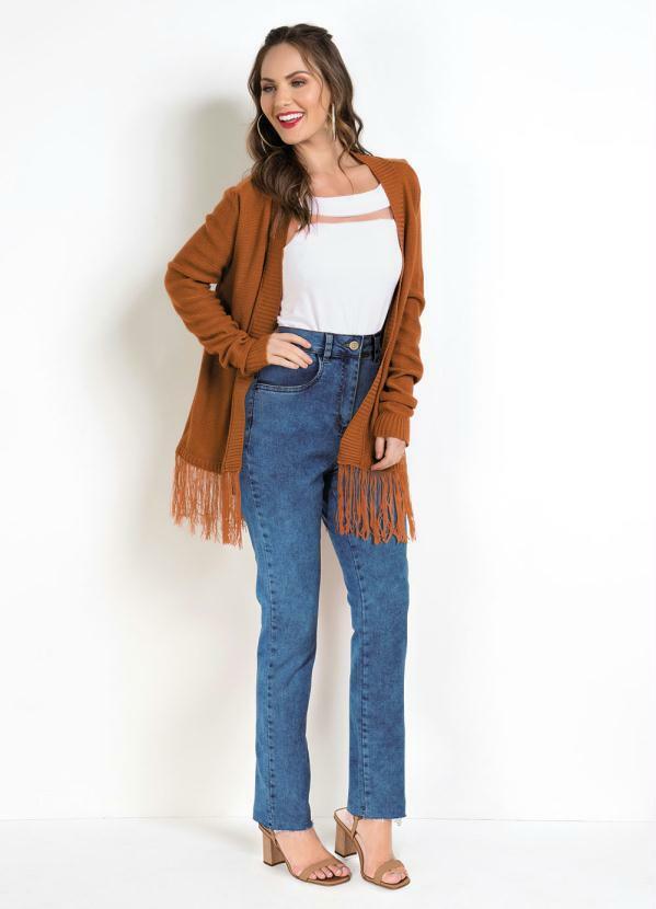 Rosalie - Cardigan em Tricô com Franjas Caramelo 3