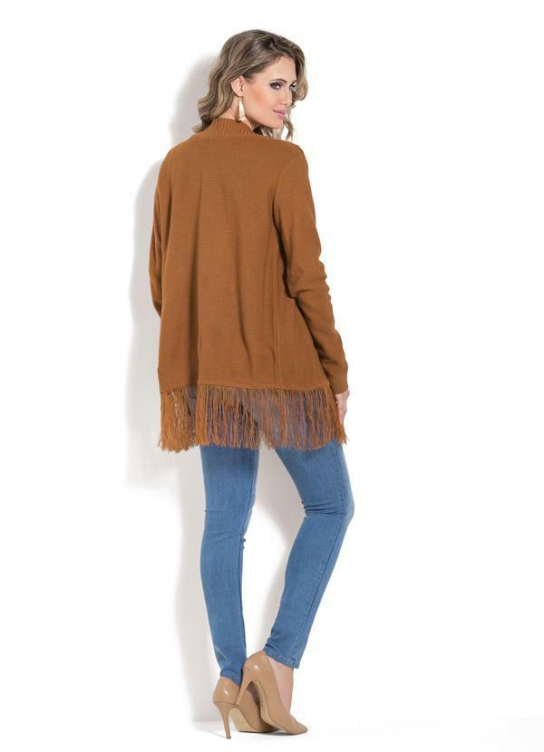 Rosalie - Cardigan em Tricô com Franjas Caramelo 4