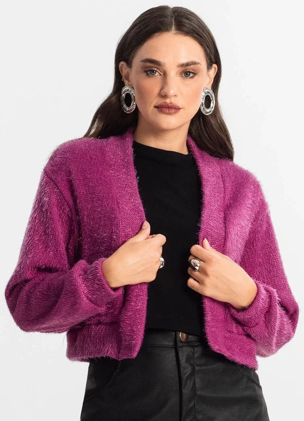 Endless - Cardigan Feminino Tricô Felpudo Roxo