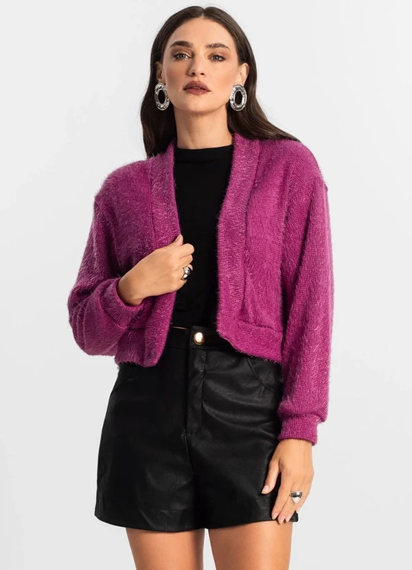 Endless - Cardigan Feminino Tricô Felpudo Roxo 4