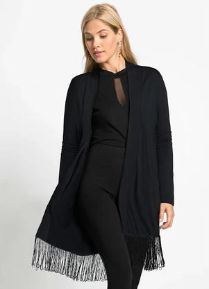 bonprix - Cardigan Preto em Viscose com Elastano. - BONPRIX