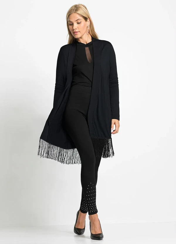 bonprix - Cardigan Preto em Viscose com Elastano. 3